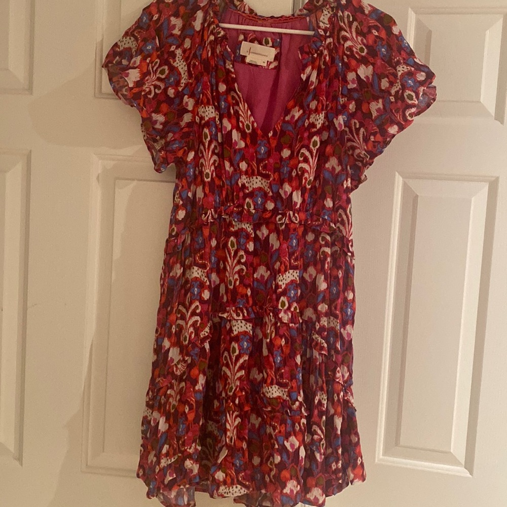 Anthropologie red print a line mini dress